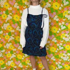 Upcycled apron overall size paisley blue size large